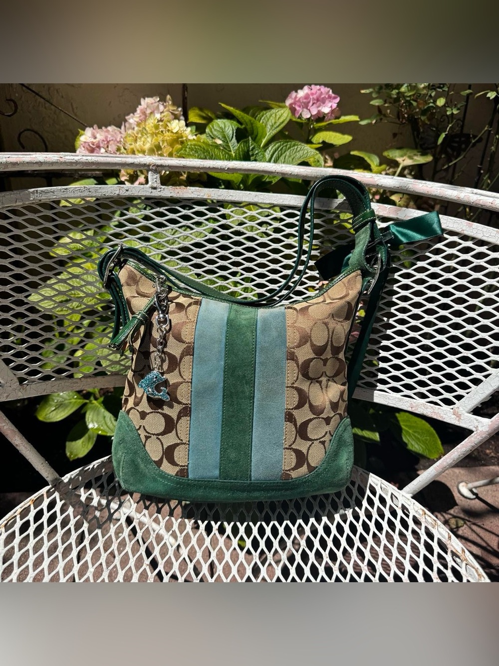 Y2K Coach Monogramed Bag with Suede Details